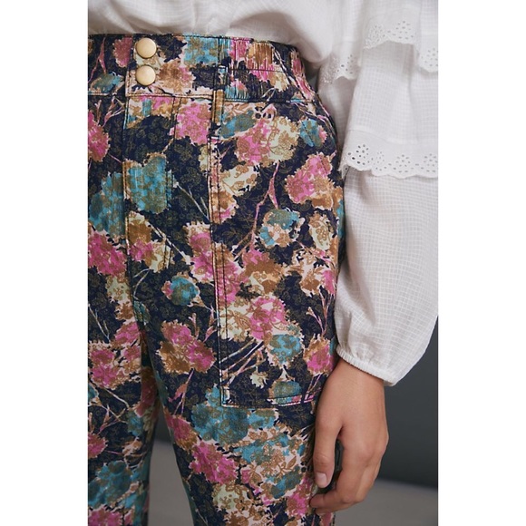 ANTHROPOLOGIE ANISA FLORAL CORDUROY JOGGERS - Picture 2 of 8